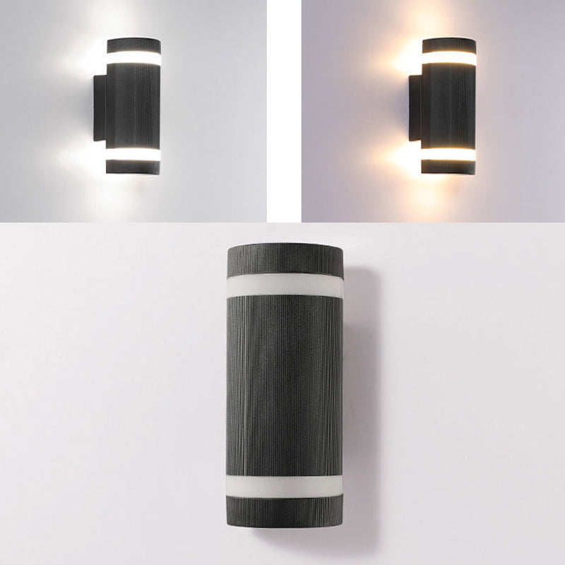 Cylinder Shape Sconce Modern Style Metal 2 Lights Wall Light in White/Black