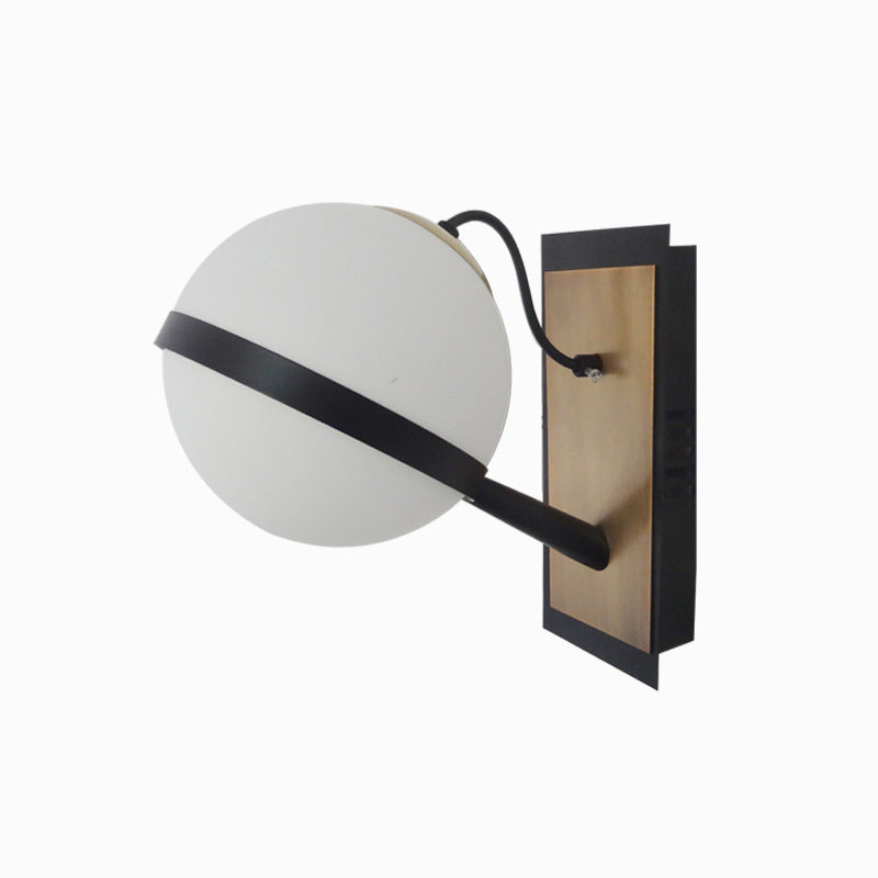 Modern Style Globe Wall Light Glass 1 Light Sconces in Black for Living Room