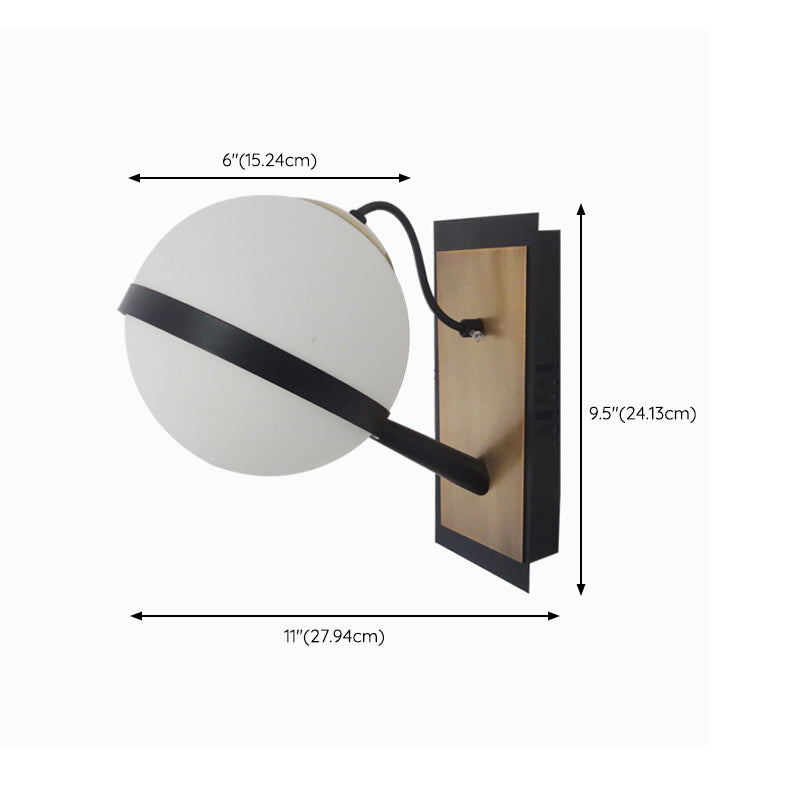 Modern Style Globe Wall Light Glass 1 Light Sconces in Black for Living Room