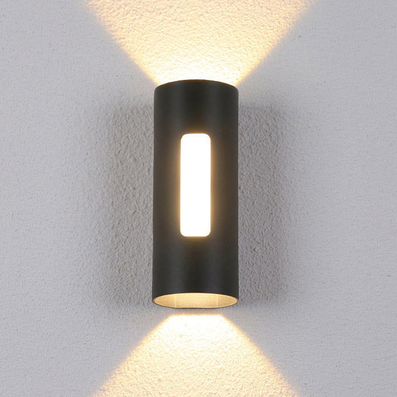 Cylinder Shape Wall Lamp Modern Style Metal 2 Lights Wall Light for Outdoor
