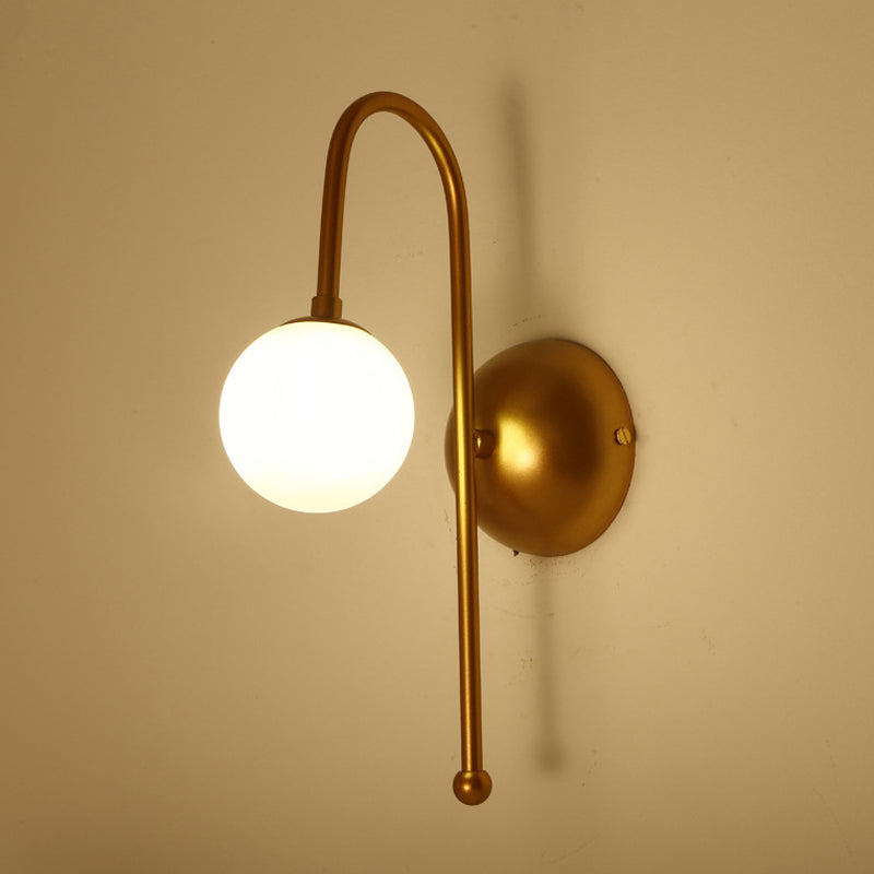 Modern Style Global Wall Light Glass 1 Light Sconces in Gold for Bedroom