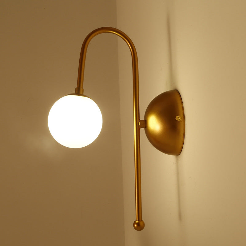 Modern Style Global Wall Light Glass 1 Light Sconces in Gold for Bedroom