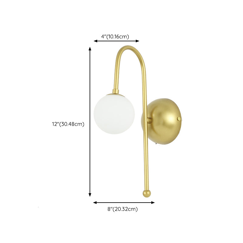 Modern Style Global Wall Light Glass 1 Light Sconces in Gold for Bedroom