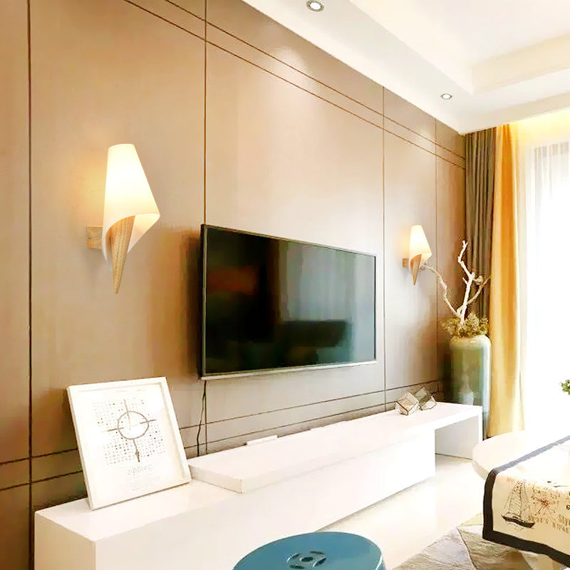 Modern Style Wrapped Wall Light Wood 1 Light Sconces for Bedroom