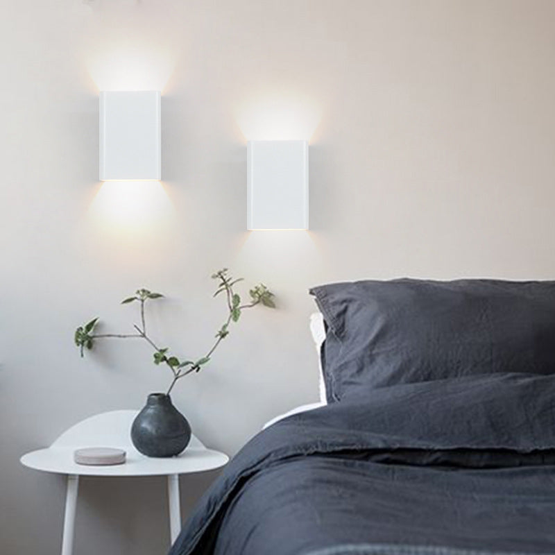 Modern Style Square Shape Wall Light Aluminum 2 Lights Sconces for Bedroom