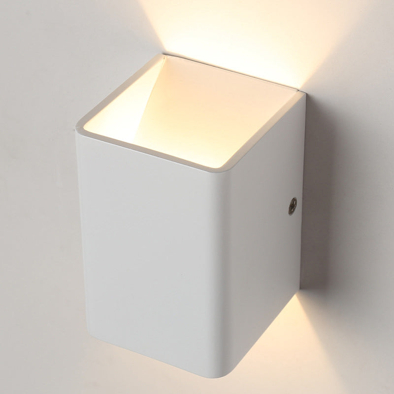 Modern Style Square Shape Wall Light Aluminum 2 Lights Sconces for Bedroom