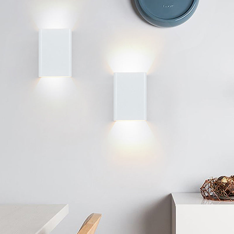 Modern Style Square Shape Wall Light Aluminum 2 Lights Sconces for Bedroom