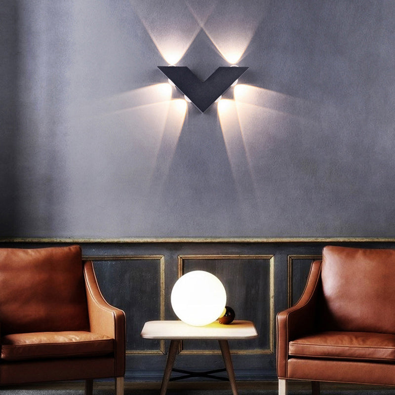 Geometric LED Wall Mount Black / White Metal Contemporary Wall Light