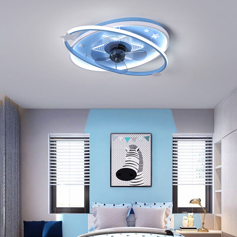 3-Blade Children LED Ceiling Fan Blue/pink Fan with Light for Foyer