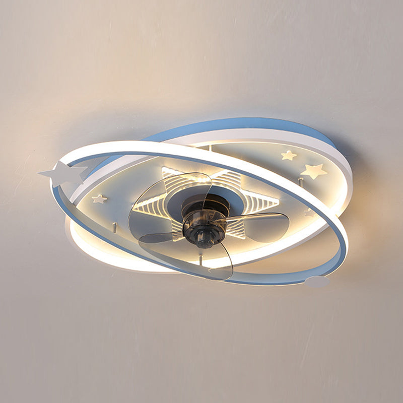 3-Blade Children LED Ceiling Fan Blue/pink Fan with Light for Foyer