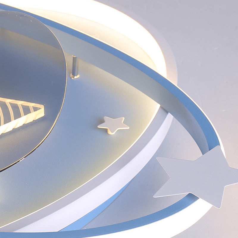 3-Blade Children LED Ceiling Fan Blue/pink Fan with Light for Foyer