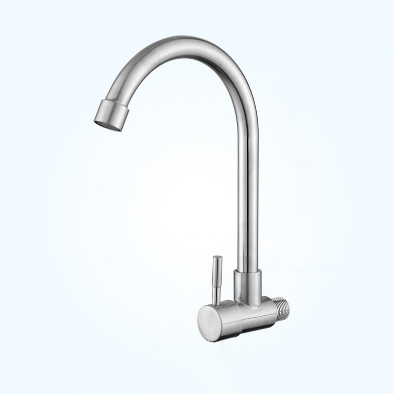 Contemporary Single Handle Kitchen Faucet Pull-down Wall-mounted Faucet in Chrome