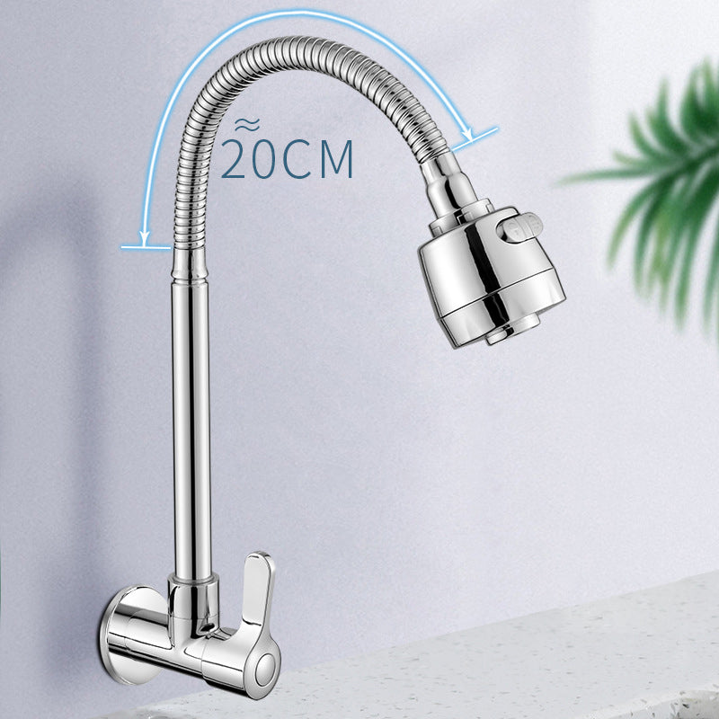Contemporary Single Handle Kitchen Faucet Pull-down Wall-mounted Faucet in Chrome