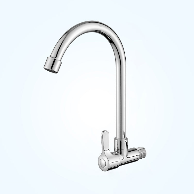 Contemporary Single Handle Kitchen Faucet Pull-down Wall-mounted Faucet in Chrome