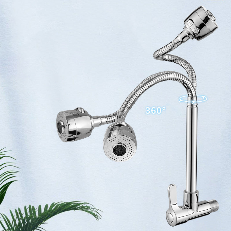 Contemporary Single Handle Kitchen Faucet Pull-down Wall-mounted Faucet in Chrome