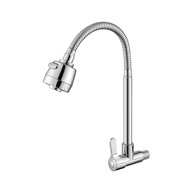 Contemporary Single Handle Kitchen Faucet Pull-down Wall-mounted Faucet in Chrome