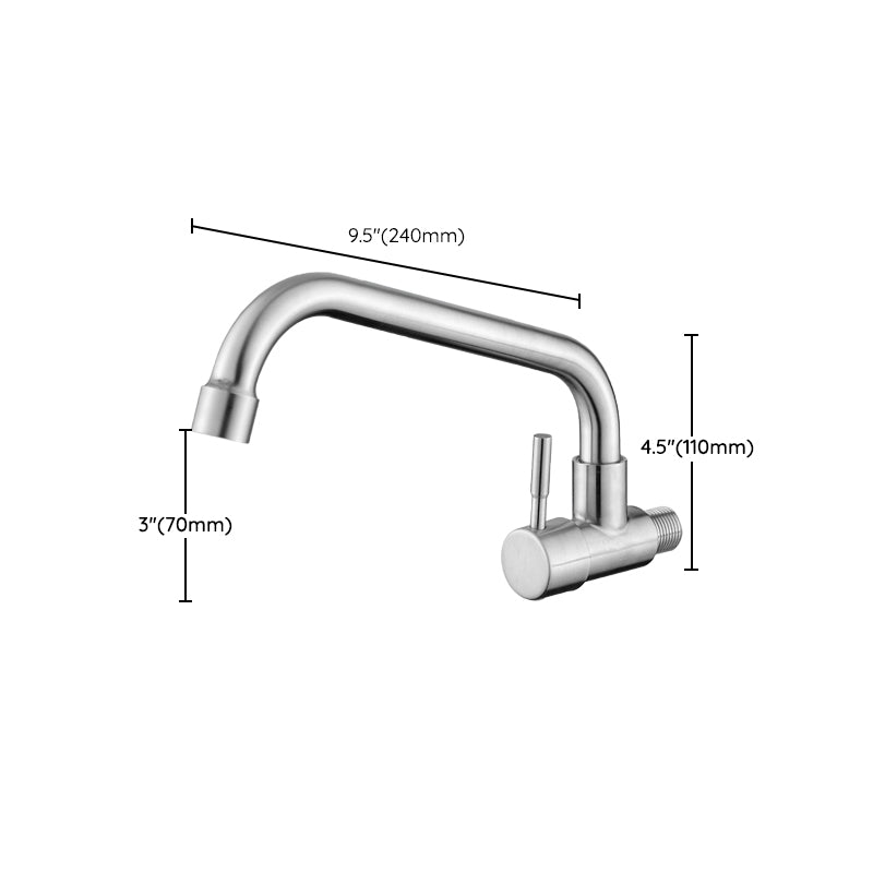 Contemporary Single Handle Kitchen Faucet Pull-down Wall-mounted Faucet in Chrome