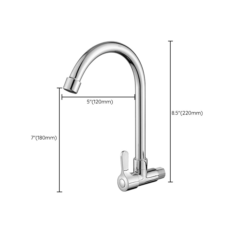 Contemporary Single Handle Kitchen Faucet Pull-down Wall-mounted Faucet in Chrome