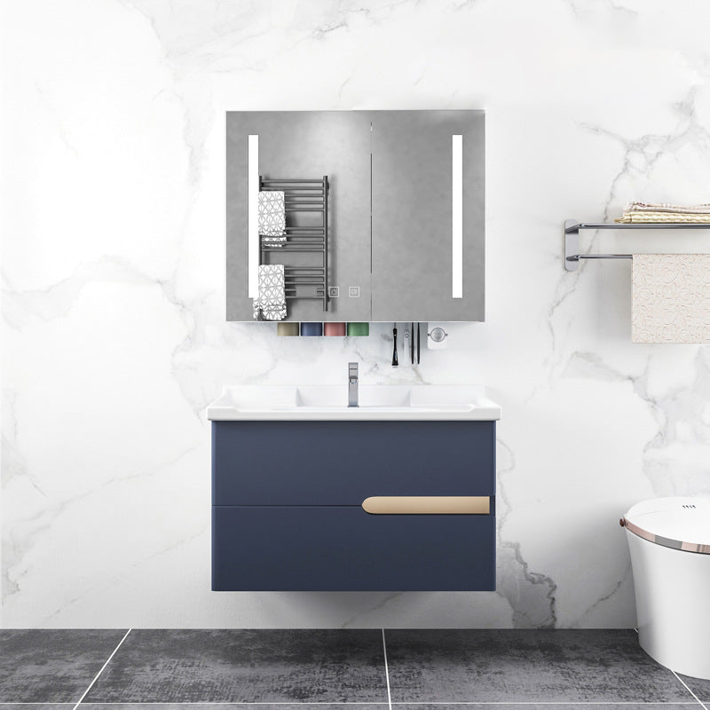 Gorgeous Wooden Sink Vanity Blue Wall Mount Vanity Cabinet with Mirror Cabinet