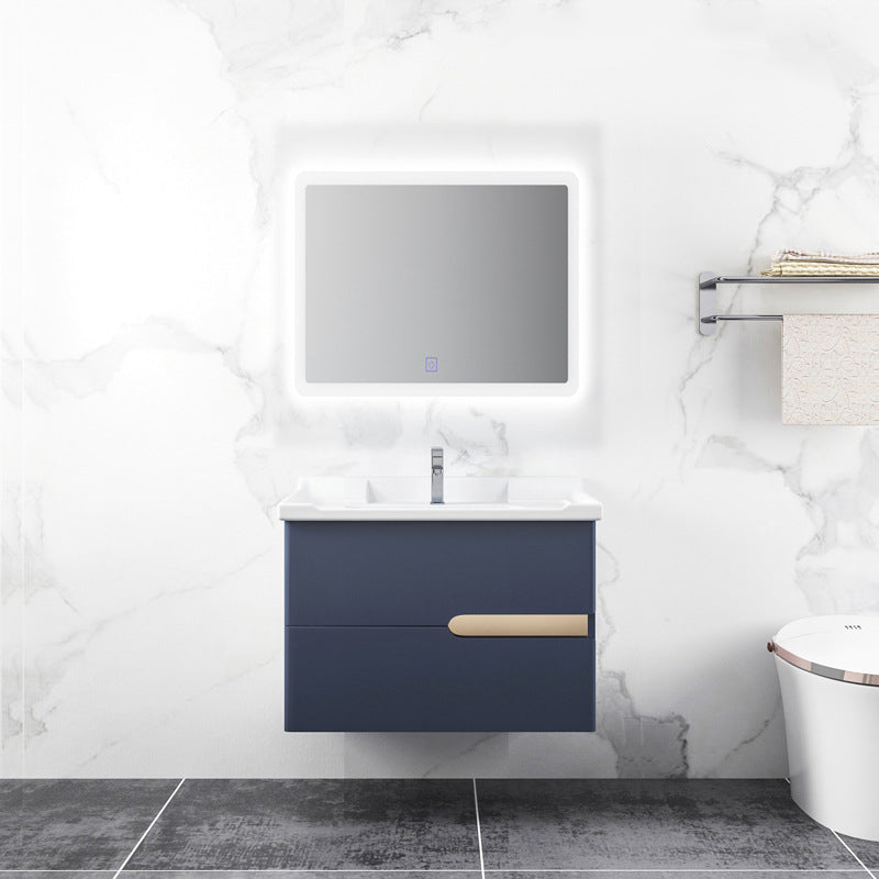 Gorgeous Wooden Sink Vanity Blue Wall Mount Vanity Cabinet with Mirror Cabinet