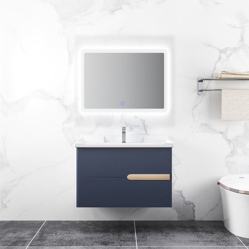 Gorgeous Wooden Sink Vanity Blue Wall Mount Vanity Cabinet with Mirror Cabinet