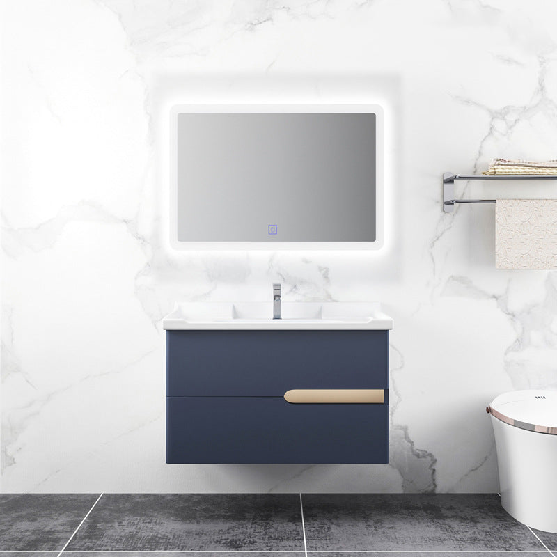 Gorgeous Wooden Sink Vanity Blue Wall Mount Vanity Cabinet with Mirror Cabinet