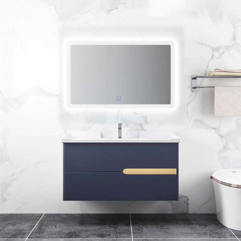 Gorgeous Wooden Sink Vanity Blue Wall Mount Vanity Cabinet with Mirror Cabinet