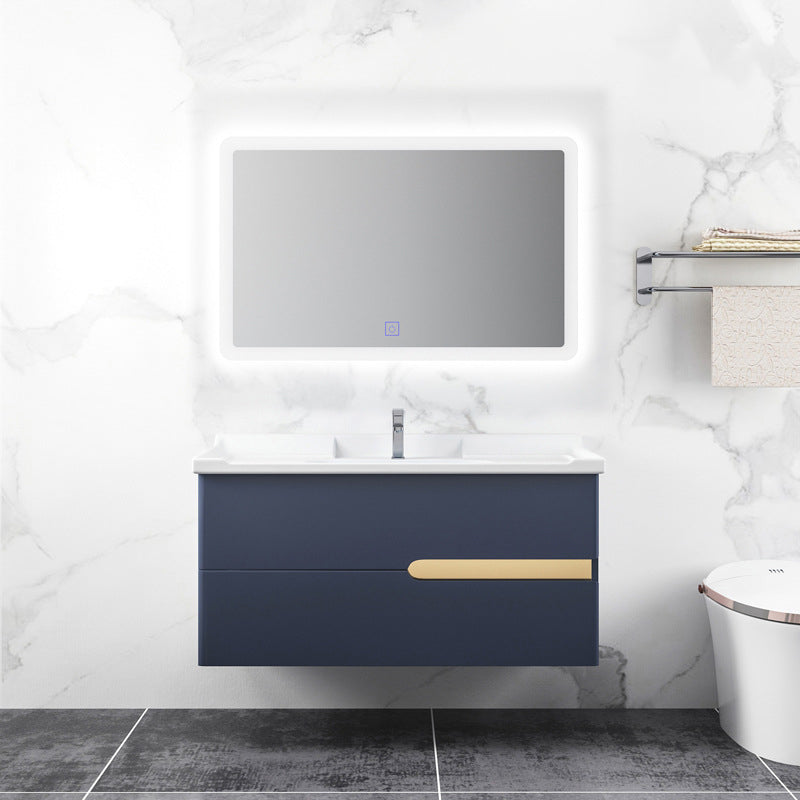 Gorgeous Wooden Sink Vanity Blue Wall Mount Vanity Cabinet with Mirror Cabinet