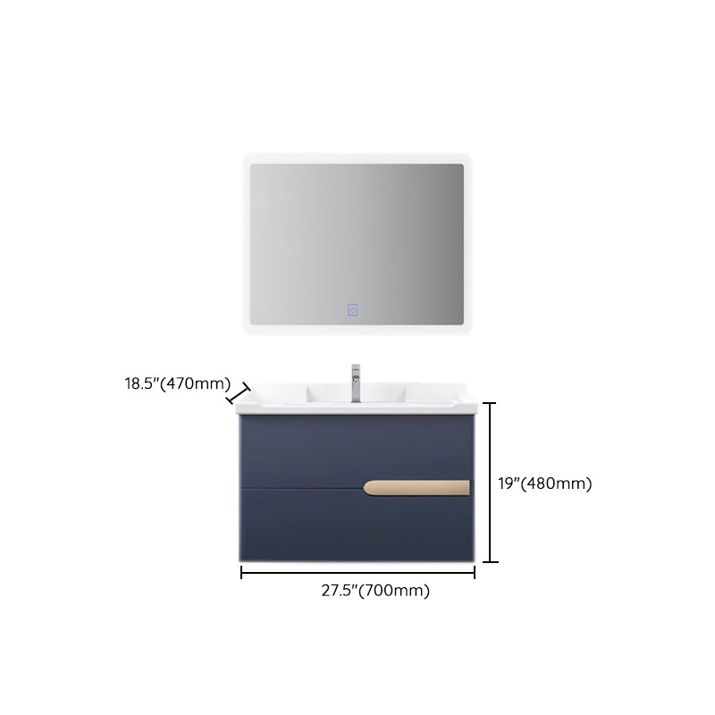 Gorgeous Wooden Sink Vanity Blue Wall Mount Vanity Cabinet with Mirror Cabinet