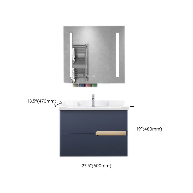 Gorgeous Wooden Sink Vanity Blue Wall Mount Vanity Cabinet with Mirror Cabinet