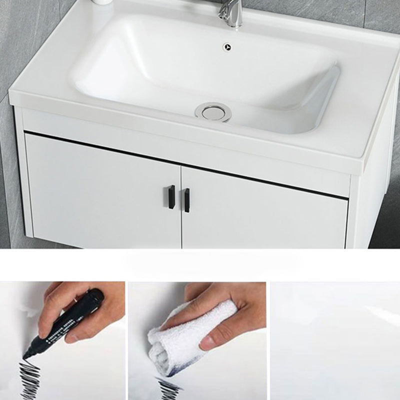 Contemporary Sink Vanity Solid Color Mirror Cabinet Space Saver Vanity for Bathroom