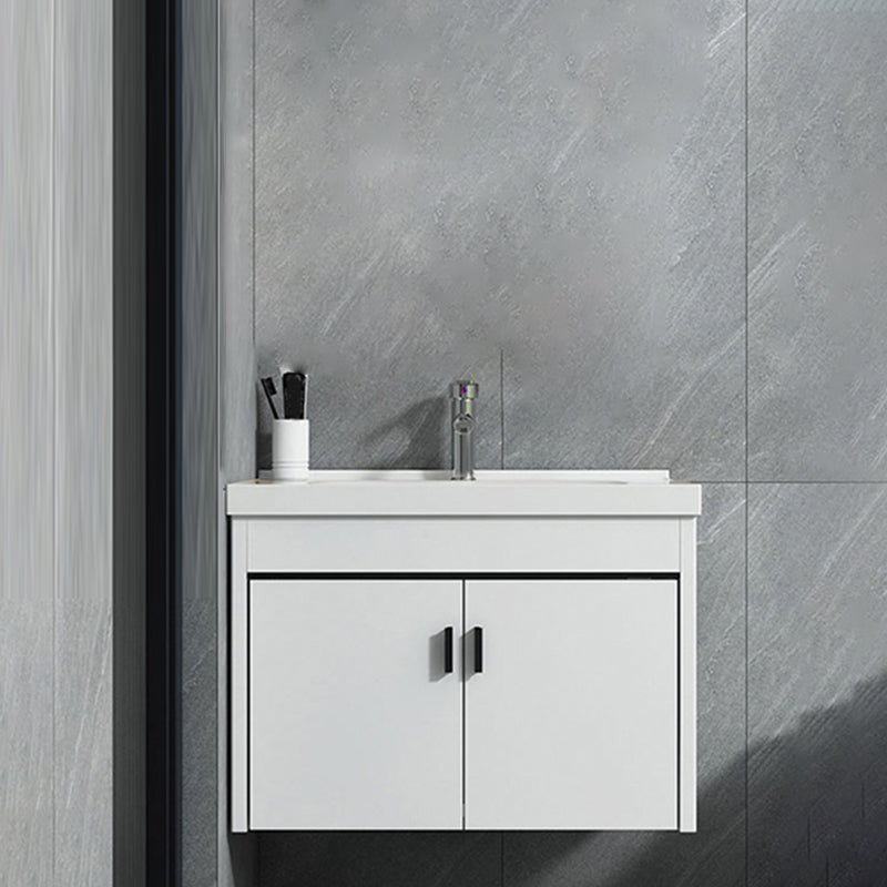 Contemporary Sink Vanity Solid Color Mirror Cabinet Space Saver Vanity for Bathroom