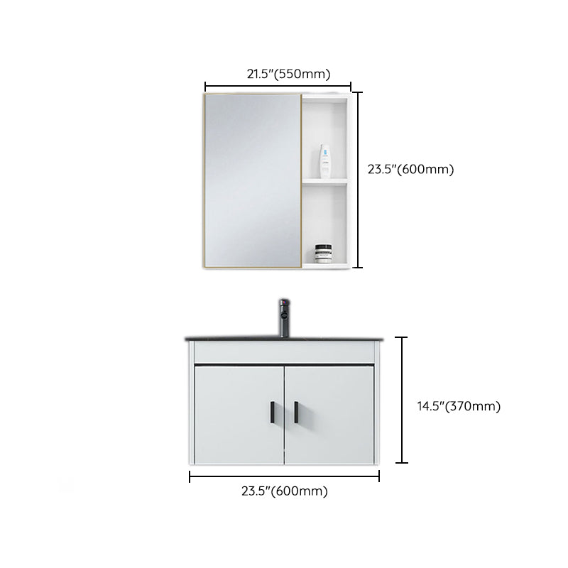 Contemporary Sink Vanity Solid Color Mirror Cabinet Space Saver Vanity for Bathroom