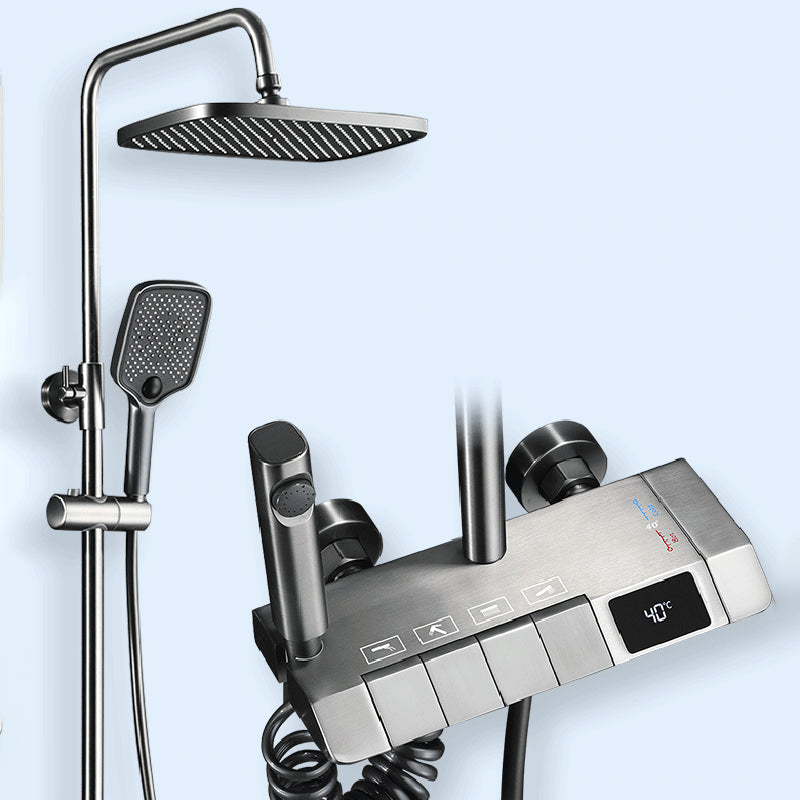 Contemporary Shower System Slide Bar Dual Shower Head Wall Mounted Shower Set