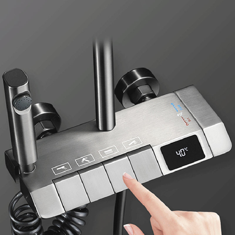 Contemporary Shower System Slide Bar Dual Shower Head Wall Mounted Shower Set