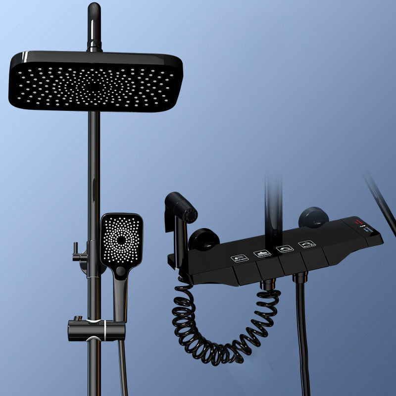 Contemporary Shower System Slide Bar Dual Shower Head Wall Mounted Shower Set