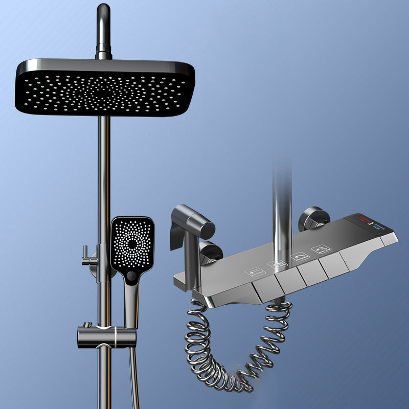 Contemporary Shower System Slide Bar Dual Shower Head Wall Mounted Shower Set