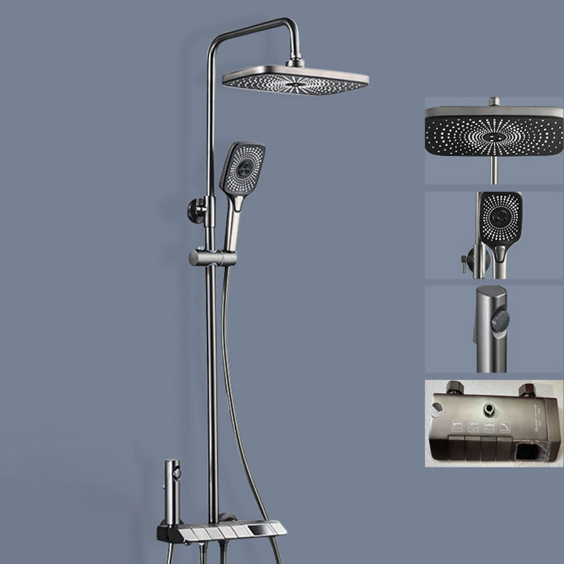 Contemporary Shower System Slide Bar Dual Shower Head Wall Mounted Shower Set