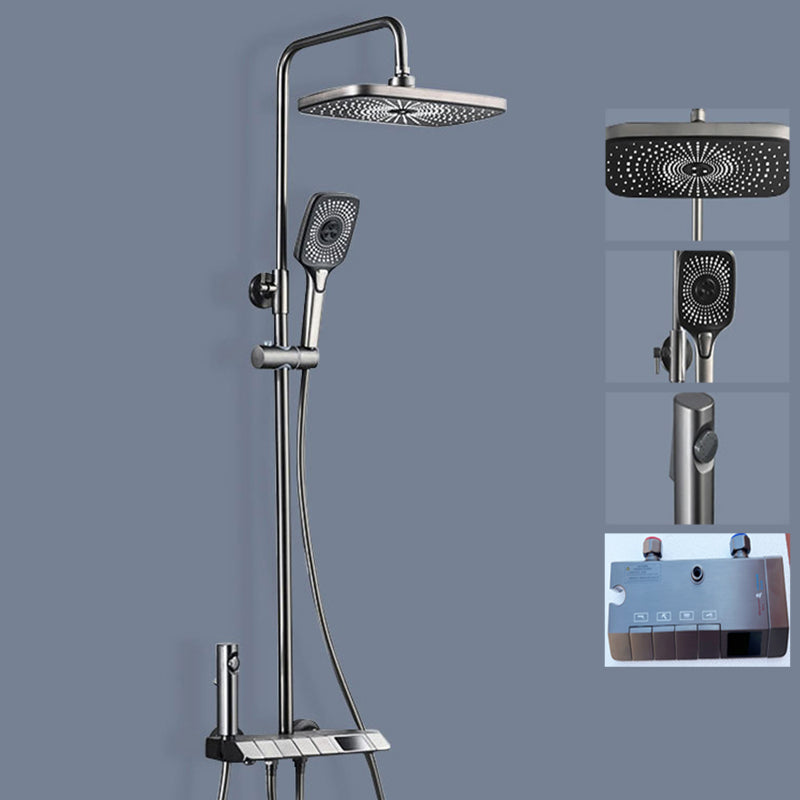 Contemporary Shower System Slide Bar Dual Shower Head Wall Mounted Shower Set