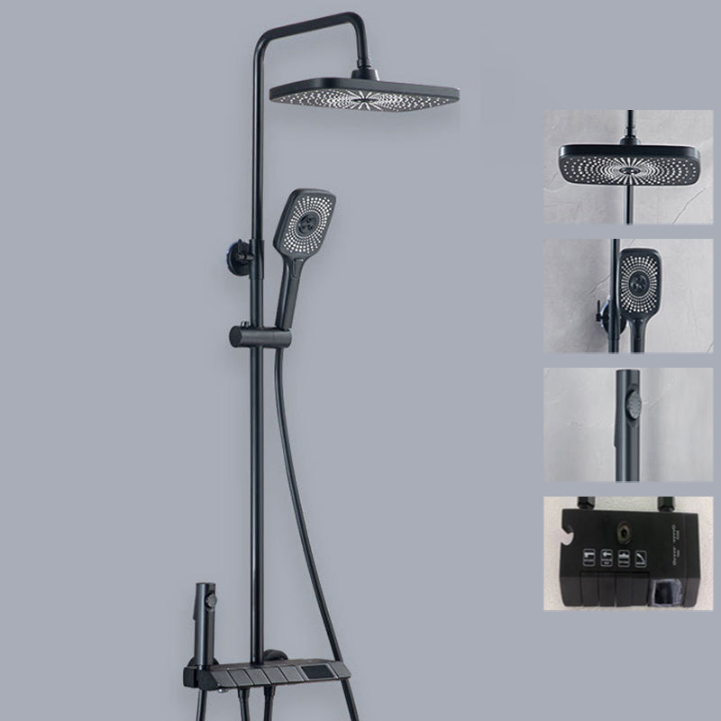 Contemporary Shower System Slide Bar Dual Shower Head Wall Mounted Shower Set