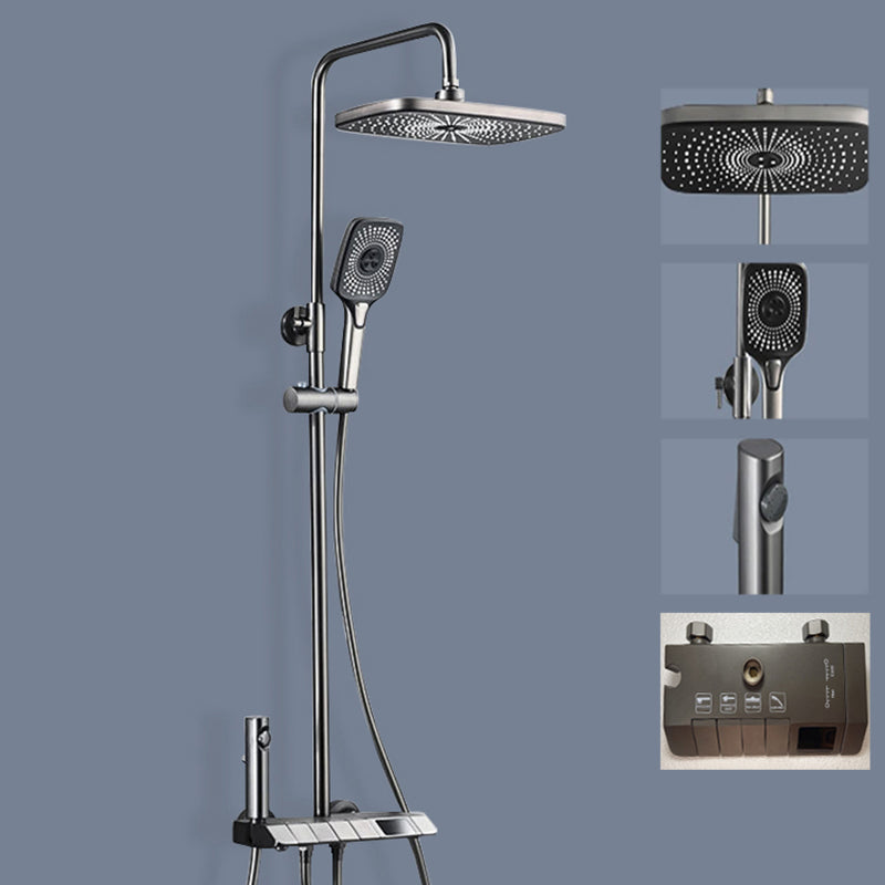 Contemporary Shower System Slide Bar Dual Shower Head Wall Mounted Shower Set