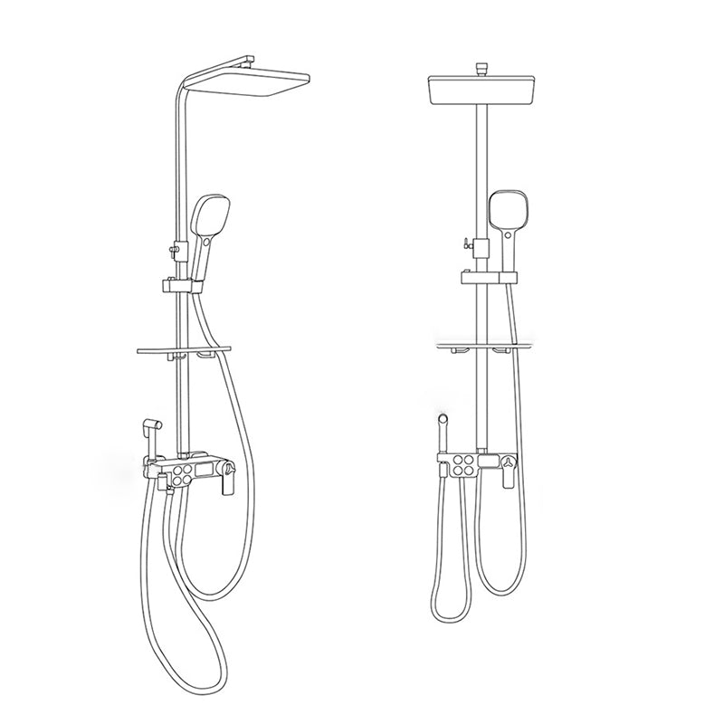 Arm Shower Faucet Wall Mounted Shower Metal Shower System with Slide Bar