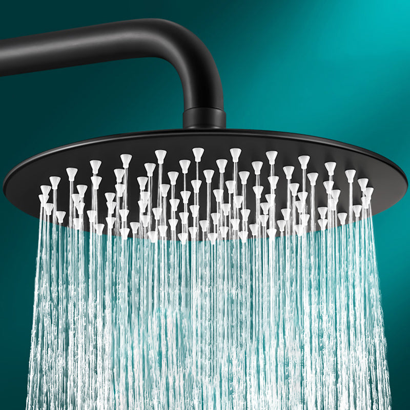 Black Round Fixed Shower Head Modern Style Wall-Mount Showerhead