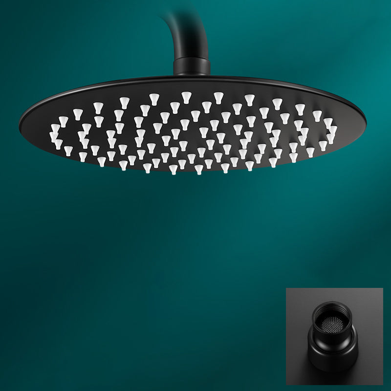 Black Round Fixed Shower Head Modern Style Wall-Mount Showerhead