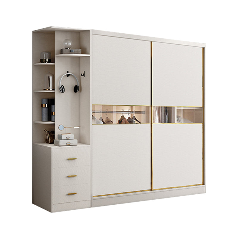 White Colour Wooden Wardrobe Modern Cloth Rod Included Wardrobe Closet