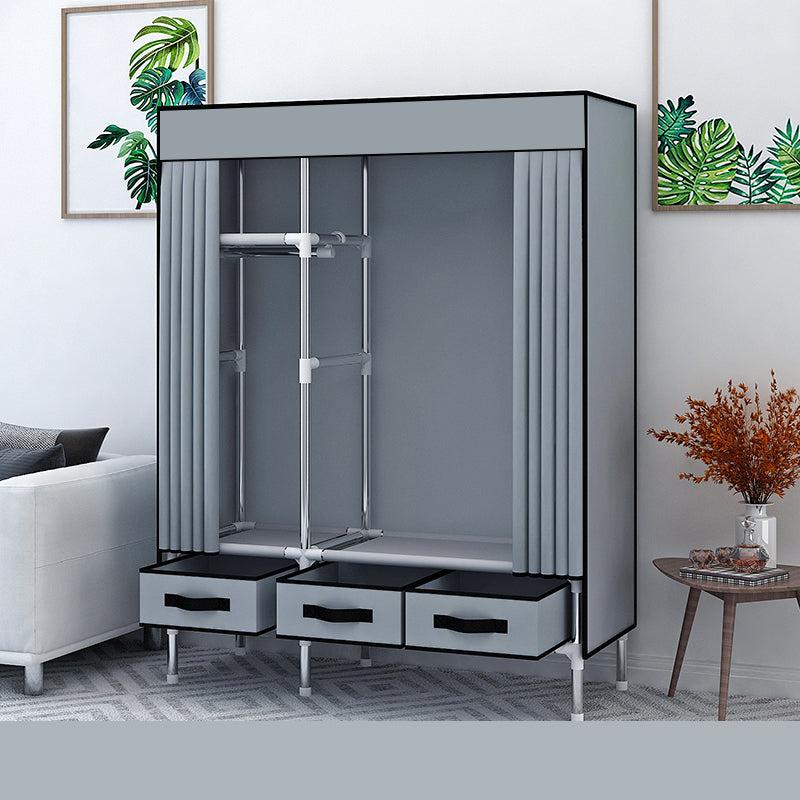 Matte Finish Wardrobe for Home Modern Style Storage Cabinet with Metal Frame