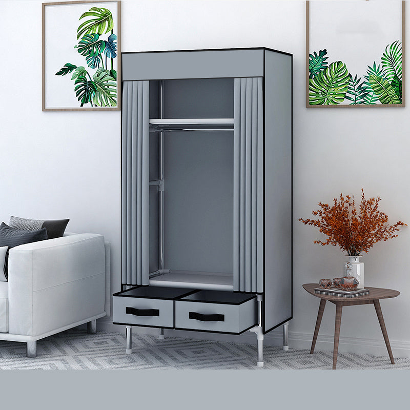 Matte Finish Wardrobe for Home Modern Style Storage Cabinet with Metal Frame