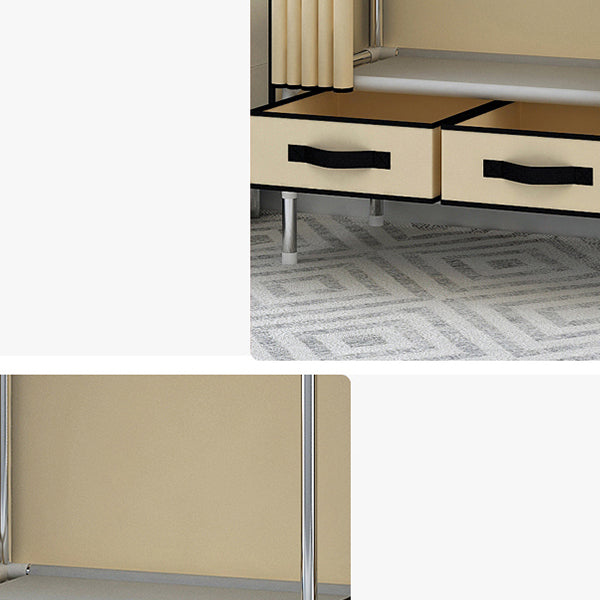 Matte Finish Wardrobe for Home Modern Style Storage Cabinet with Metal Frame