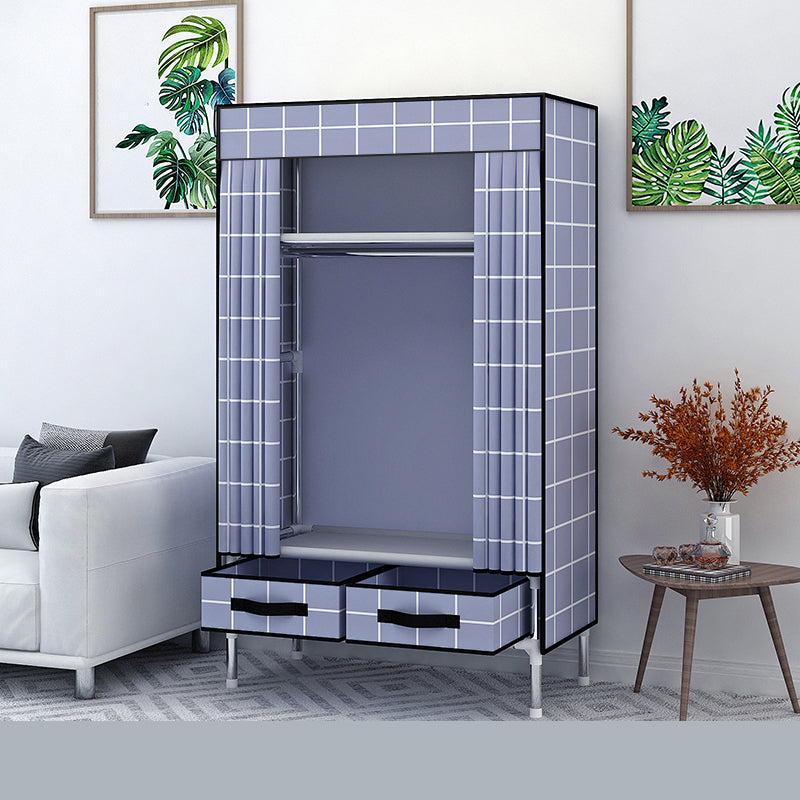 Matte Finish Wardrobe for Home Modern Style Storage Cabinet with Metal Frame