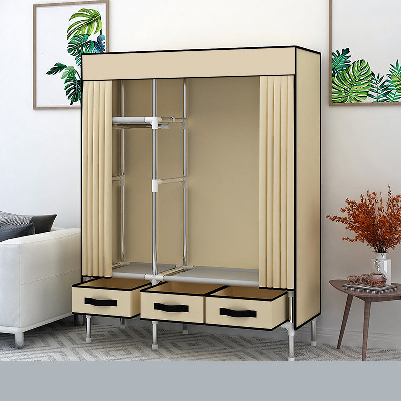 Matte Finish Wardrobe for Home Modern Style Storage Cabinet with Metal Frame